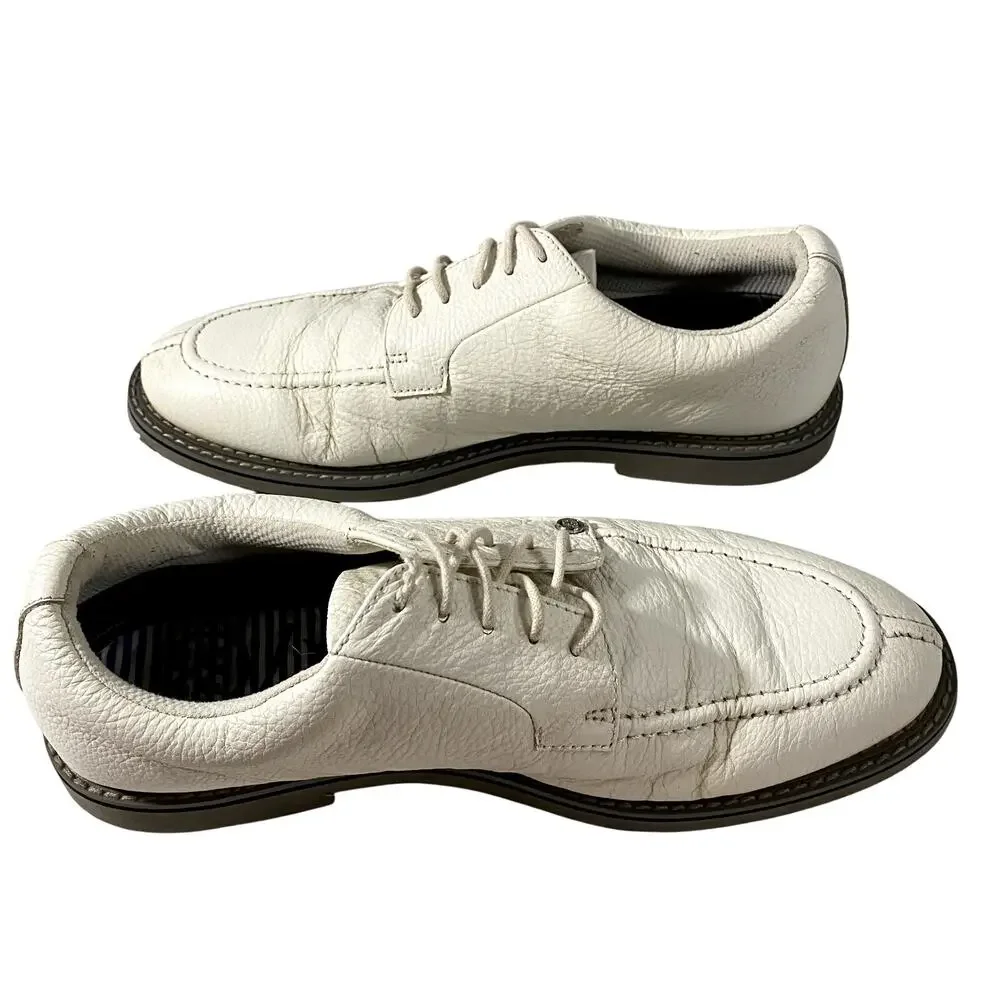 G/Fore GFORE Snow White Pebble Leather Split Toe Golf Shoes Mens Size 10.5